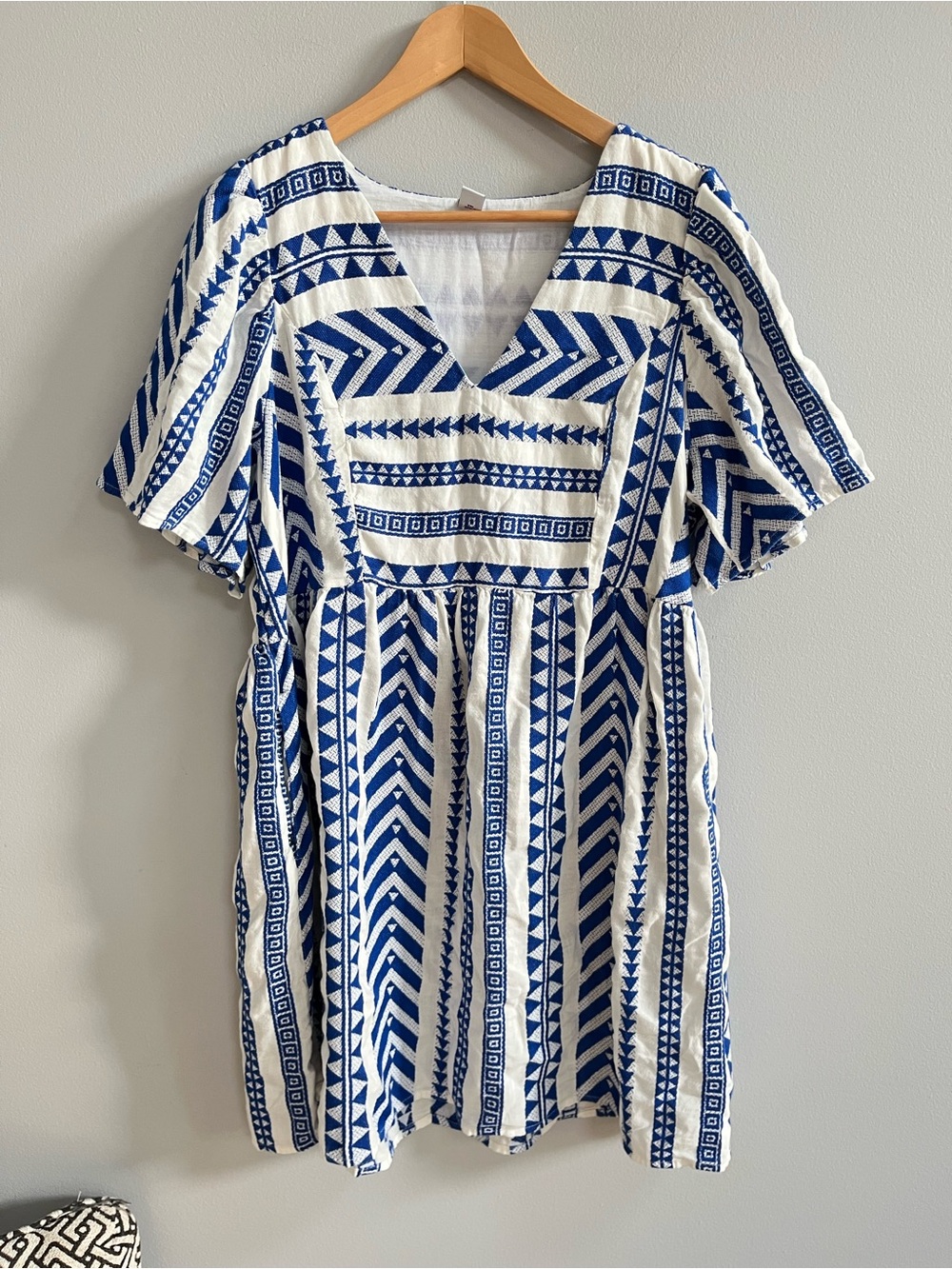 Old Navy Geometric Print V-neck Mini Dress Size Large Boho Western Cotton